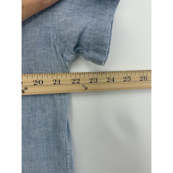 J.Crew Factory Linen Blend Shirt Men L Blue Natural Button Up Neutral Resort - Picture 5 of 8